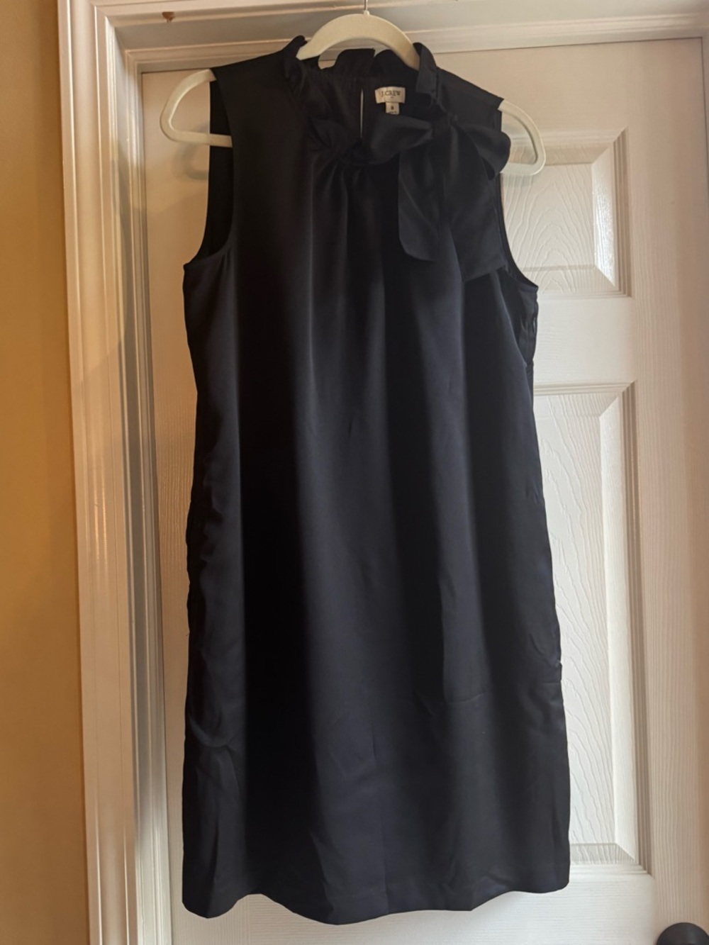 J. Crew Black Sleeveless Bow-Neck Mini Shift Dress NWOT